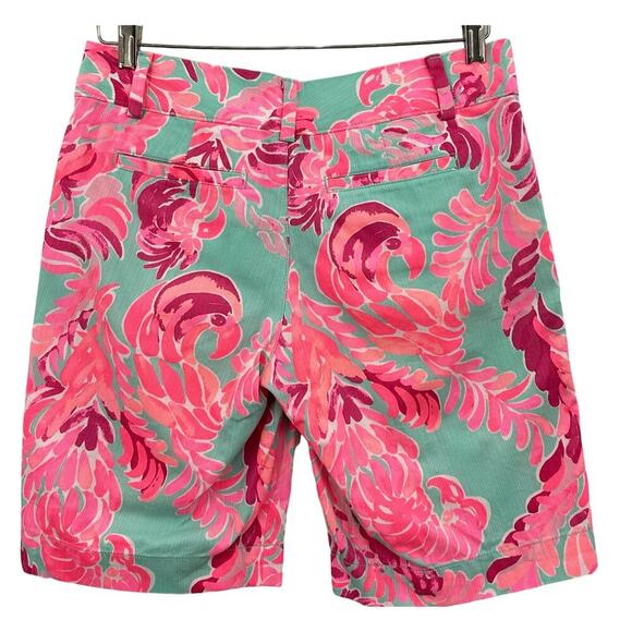 Lilly Pulitzer Womens 10" Chipper Bermuda Shorts Twill Cotton Size 2 Pink Aqua - Picture 2 of 9